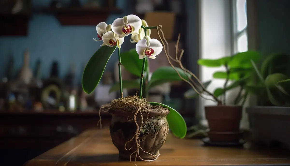 couper les racines d'une orchidée
