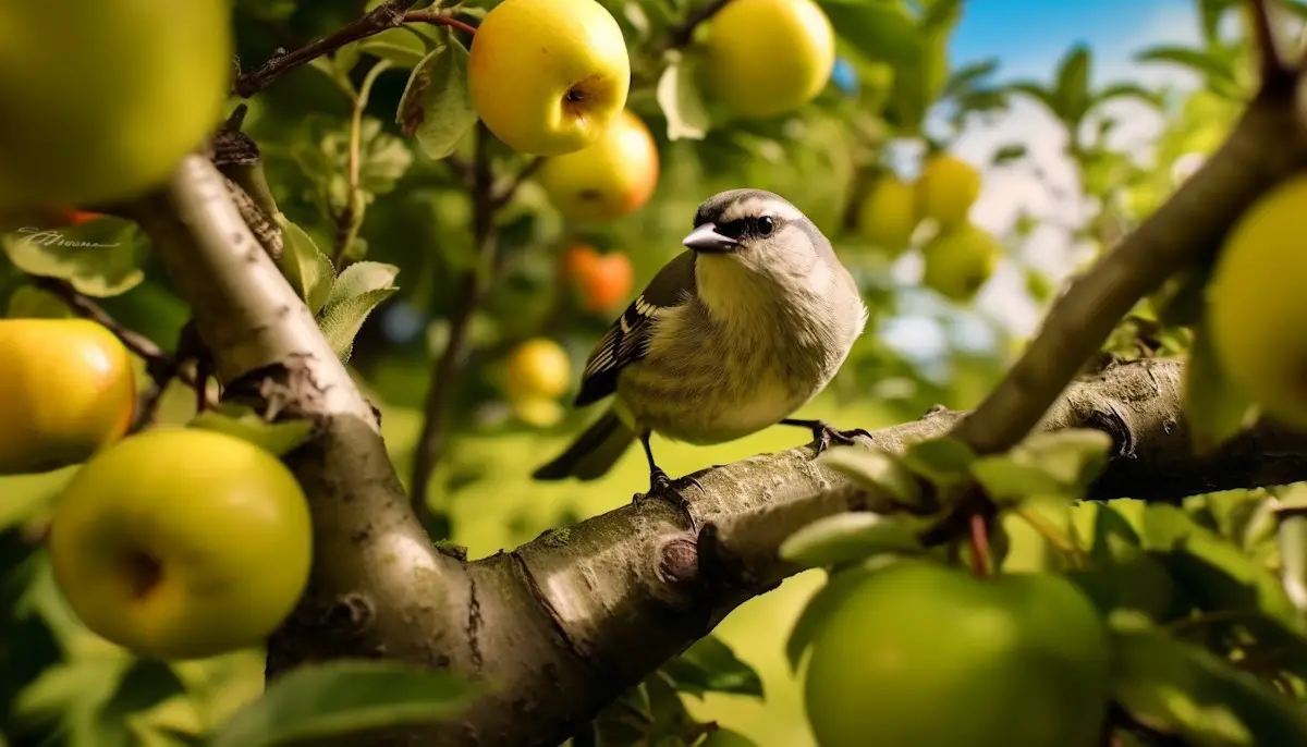 oiseau sur arbre fruitier