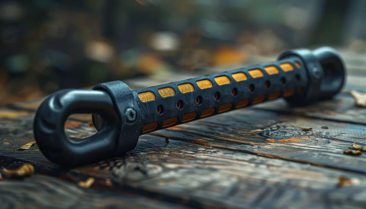 Closeup of ergonomic handle design, showcasing its comfortable grip and sturdy structure.