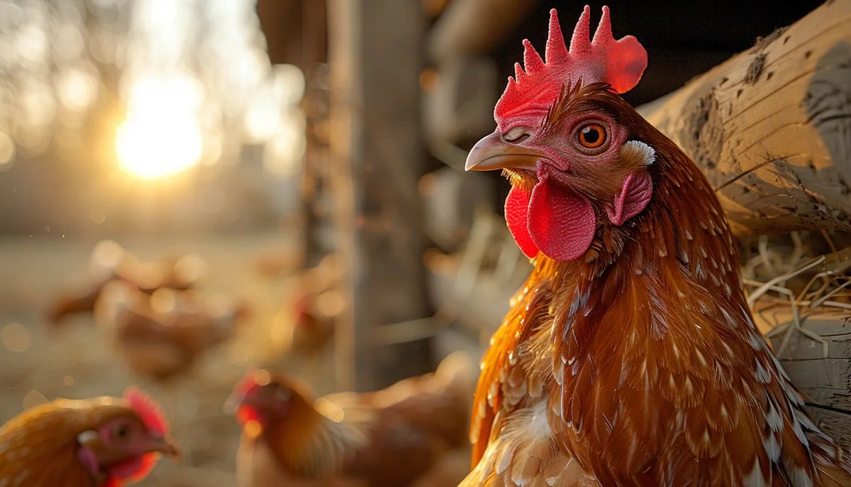 Set of feather covers placed on chickens to prevent flight.